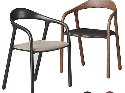 Modern Accent Chairs With Armrest Wooden Frame Black Brown And Beige Seat Cushion 3d model