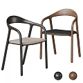 Modern Accent Chairs With Armrest Wooden Frame Black Brown And Beige Seat Cushion