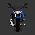 Blue Modern Motorcycle With Sleek Body Black Seat And Alloy Wheels