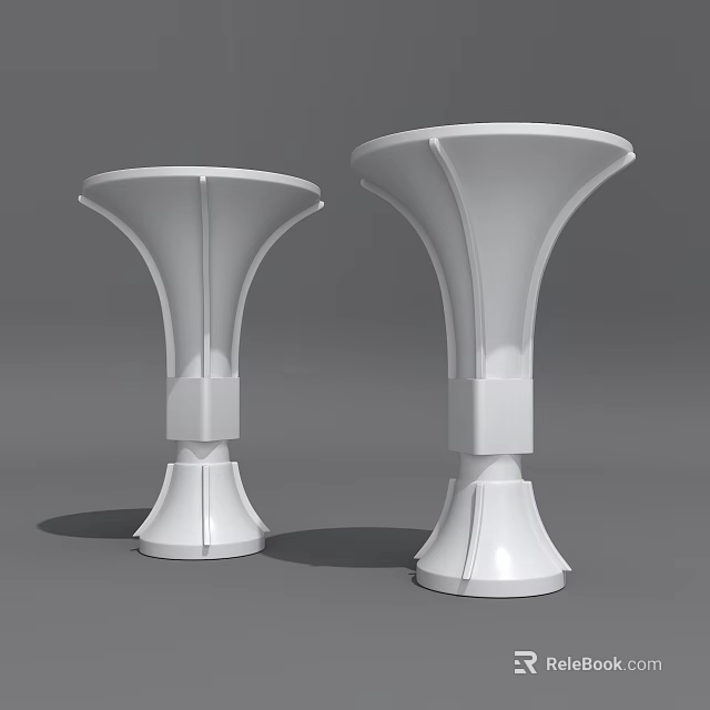 Pair of Modern White Decorative Pedestals With Geometric Design And Sleek Structure 3d model 