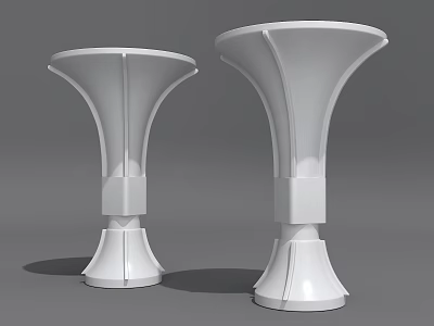 Pair of Modern White Decorative Pedestals With Geometric Design And Sleek Structure 3d model