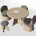 Nordic Children's Table and Chair Leisure Table and Chair Children's Chair Round Table Low Table Log Table and Chair Stool Low Stool Backrest Chair 3d model