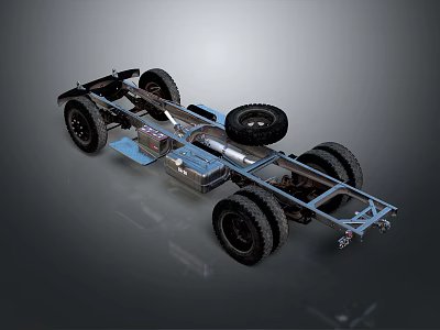 3D Model of Car Chassis with Tires Battery and Frame Structure 3d model