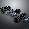 3D Model of Car Chassis with Tires Battery and Frame Structure 3d model