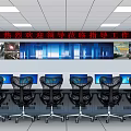 Professional Control Room Featuring Multiple Monitor Screens Control Console And Ergonomic Chairs