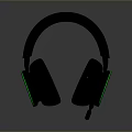 Black Computer Gaming Headset With Green Accents And Built In Microphone 3d model