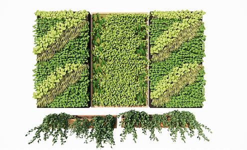 Modern Plant Wall Green Plant Wall Moss Wall Flower Groove Vine Plants 3d model