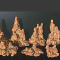 Natural Rock Formations With Brown Yellow Textured Spire like Clusters in Scenic Landscape