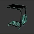 Modern Metal Serving Cart With Black Top And Storage Basket