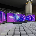 Technology Empowers Future Better Life Intelligent New Era Event Venue With Screens And White Seats