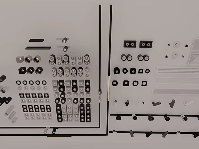 Various Downlights And Spotlights With Modern Design And Installation Parts 3d model