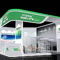 Cnidoc Esinor New Energy Exhibition Booth With Green And White Curved Roof Display Screens