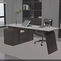 Modern Office Desk With Laptop Office Chair Bookshelf Window And Rug