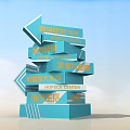 Modern Directional Signage With One Way Traffic Office Building Plaza Center Urban Life