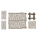 Natural Tree Branches Crafted Into Fences Woven Panels And Decorative Frames 3d model