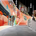 Traditional Chinese Festival Decorations With Lanterns Ancient Architecture Murals And Statues