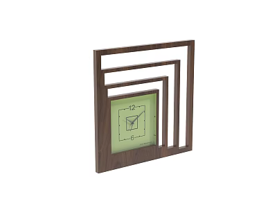 Modern Decorative Square Clock With Wooden Nested Frames Green Dial And Numeric Markers 3d model