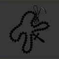 Black Rosary Beads With Cross Pendant And Decorative String For Daily Use