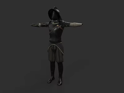 Game and Movie Medieval Warrior Character in Black Armor 3d model