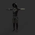 Game and Movie Medieval Warrior Character in Black Armor