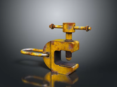 Rusty Yellow Clamp Hardware Tool with Durable Build for Secure Holding Applications 3d model