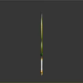 Ornate Fantasy Sword With Green Gemstone And Gold Decorative Hilt