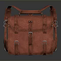 Red Vintage Leather Luggage Handbag With Adjustable Straps And Metal Buckles