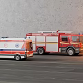 Emergency Functional Vehicles Including Ambulance And Fire Truck For Rescue Services