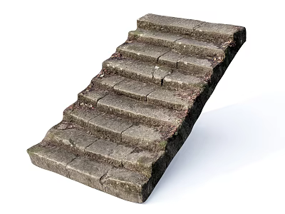 Rustic Outdoor Stone Stairs With Weathered Gray Blocks And Natural Texture 3d model