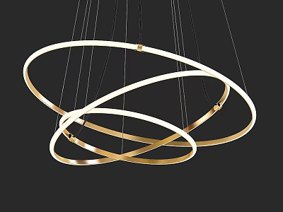 Sleek Modern Golden Ring Chandelier with Intertwined Circular Design for Interior Lighting 3d model
