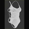 Brown Ribbed One Piece Swimsuit With Crossover Straps And Lace Up Design
