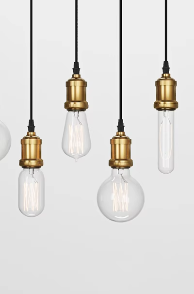 Vintage Clear Glass Filament Pendant Lights with Brass Bases and Various Shapes 3d model Vintage Clear Glass Filament Pendant Lights with Brass Bases and Various Shapes 3d model