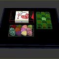 Assorted Colorful Chocolates With Heart And Square Shapes On Black Display Tray