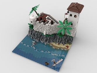 Lego Toys Island Waves House Battery Island Shipwreck 3d model