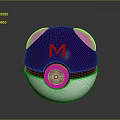 Purple Pink Ball Featuring White Letter M Red Button And White Base 3d model