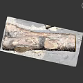 Natural Wood Log On Rustic Stone Slab With Axe And Textured Surface 3d model