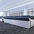 Bright Modern Monitoring Control Room Equipped With Large Data Screen And Professional Operation Consoles