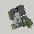 Chinese Style Detached Villa Featuring Wooden Structure Tile Roof And Courtyard Greenery