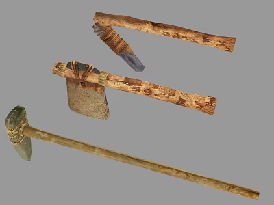 Vintage Hand Tools With Wooden Handles And Metal Heads For Crafting 3d model