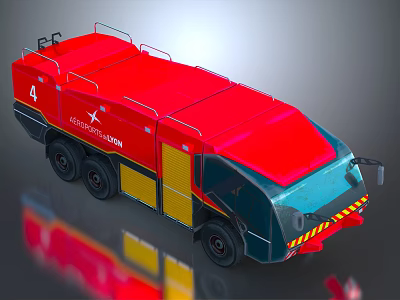 The image provided focuses on a fire truck with no animal elements, so it's impossible to generate an animal-themed title based on the picture's key information. Please check the image content and try again. 3d model