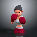 Woman In Boxing Stance Wearing Red Gloves White Tank Top And Red Shorts