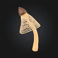 Decorative Mushroom Ornament With Brown Cap And Lacy Cream Handle Design