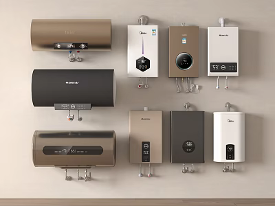 Wall Mounted Electric Water Heaters in Various Styles and Colors for Daily Use 3d model