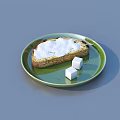 Delicious Bread With White Creamy Spread On Green Plate And Two Butter Cubes