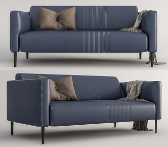 Leather double sofa Modern double sofa 3d model