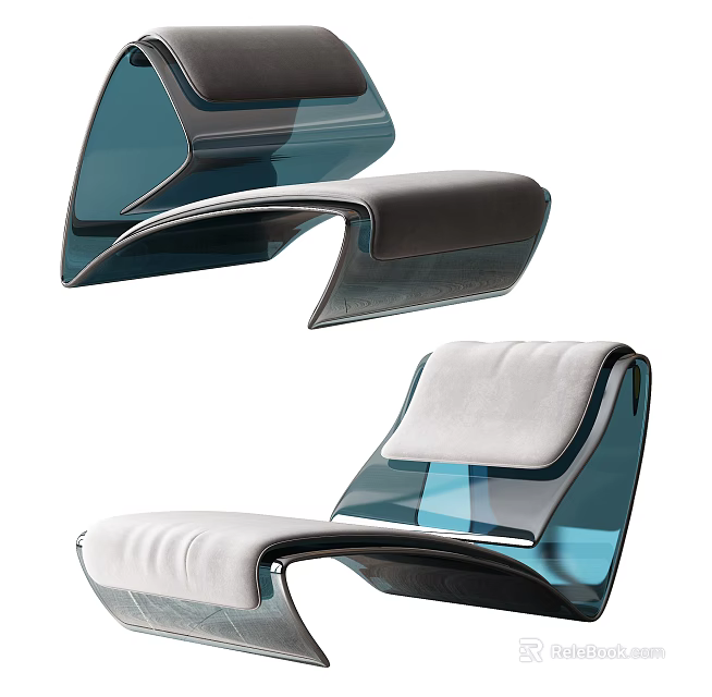 Modern Chaise Lounge With Transparent Frame And Soft White Cushion Design 3d model 