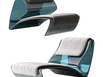Modern Chaise Lounge With Transparent Frame And Soft White Cushion Design 3d model