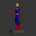 3D Superhero Character Model With Blue Costume Red Cape Yellow Belt And Red Boots