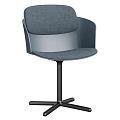 Modern Gray Fabric Upholstered Swivel Desk Chair With Minimalist Matching Table For Cozy Home Office