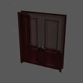 Dark Brown Wooden Double Swing Door With Panel Design For Interior Use 3d model